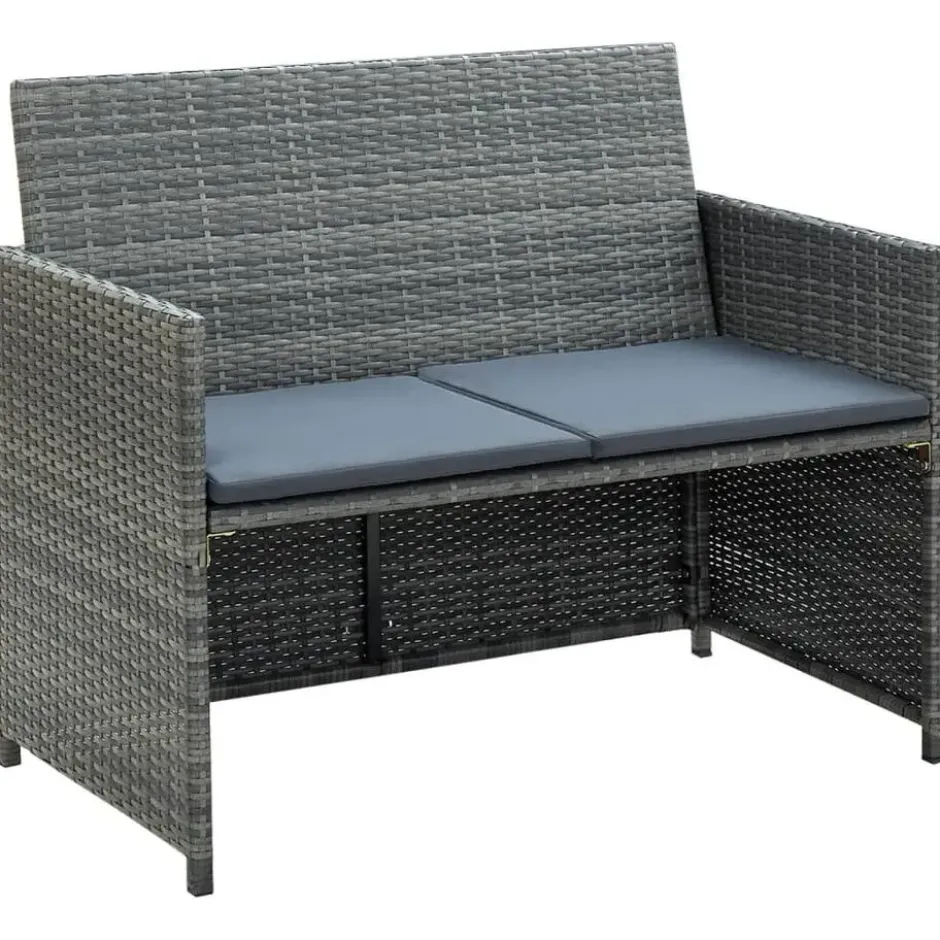 vidaXL - Bank - Grijs - Poly rattan