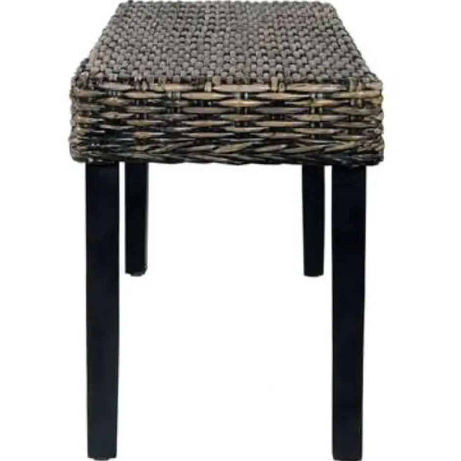 vidaXL Bankje 110 cm natuurlijk kubu rattan en massief mangohout zwart