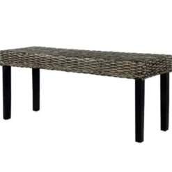 vidaXL Bankje 110 cm natuurlijk kubu rattan en massief mangohout zwart