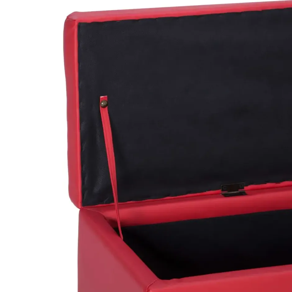 vidaXL Bankje met opbergvak 116 cm kunstleer rood