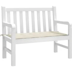 vidaXL - Bankkussen - 120x50x3 cm - Tuinkussen Kussen - Stof - Crèmekleurig