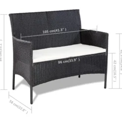 vidaXL - Bankset - Zwart - Poly rattan