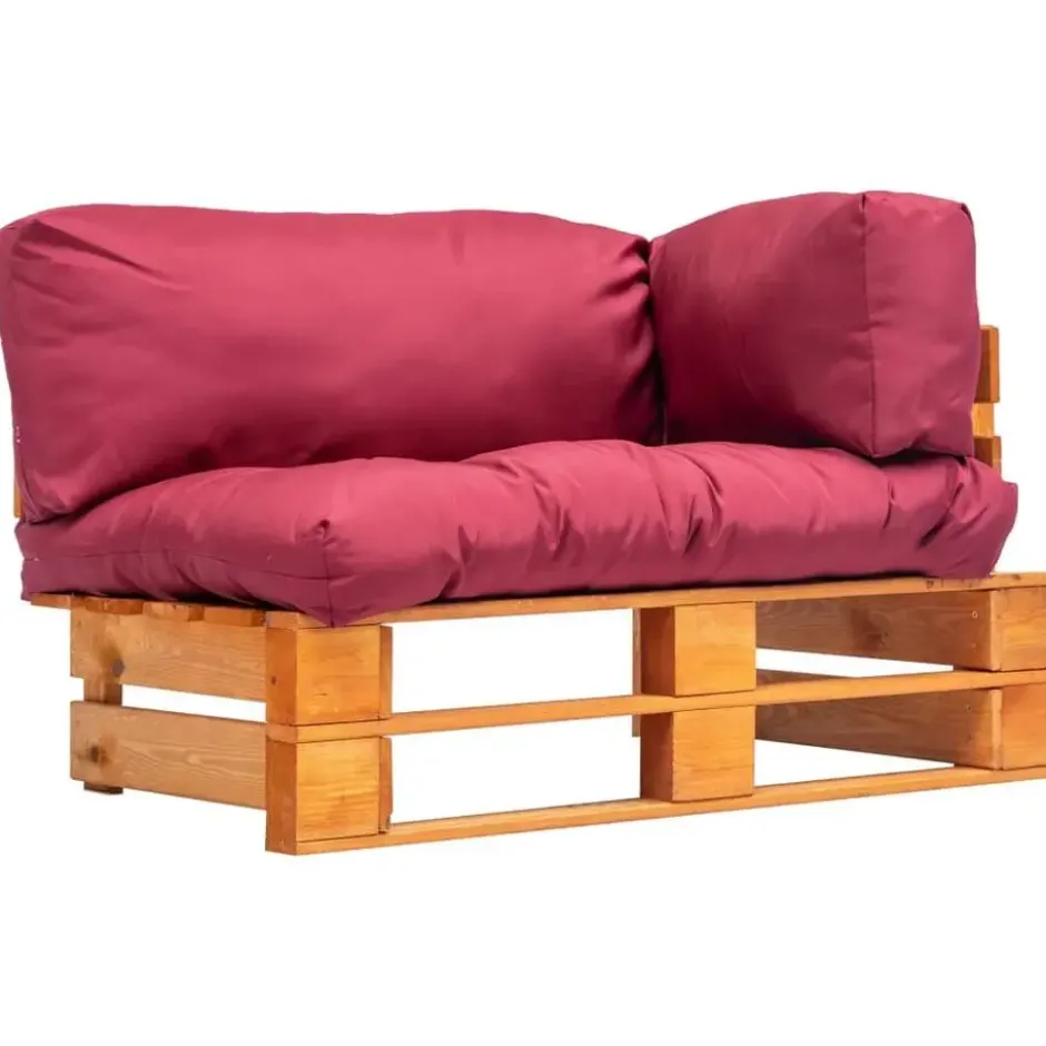 vidaXL bankstel met rode kussens pallet grenenhout