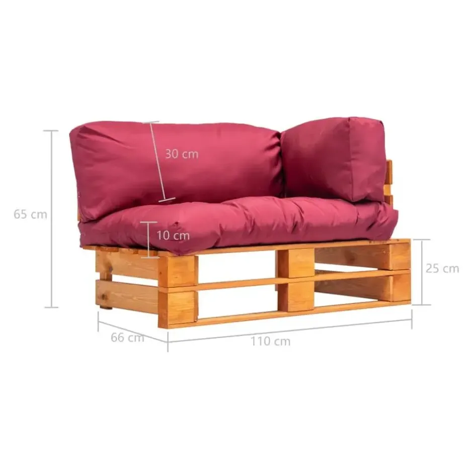 vidaXL bankstel met rode kussens pallet grenenhout