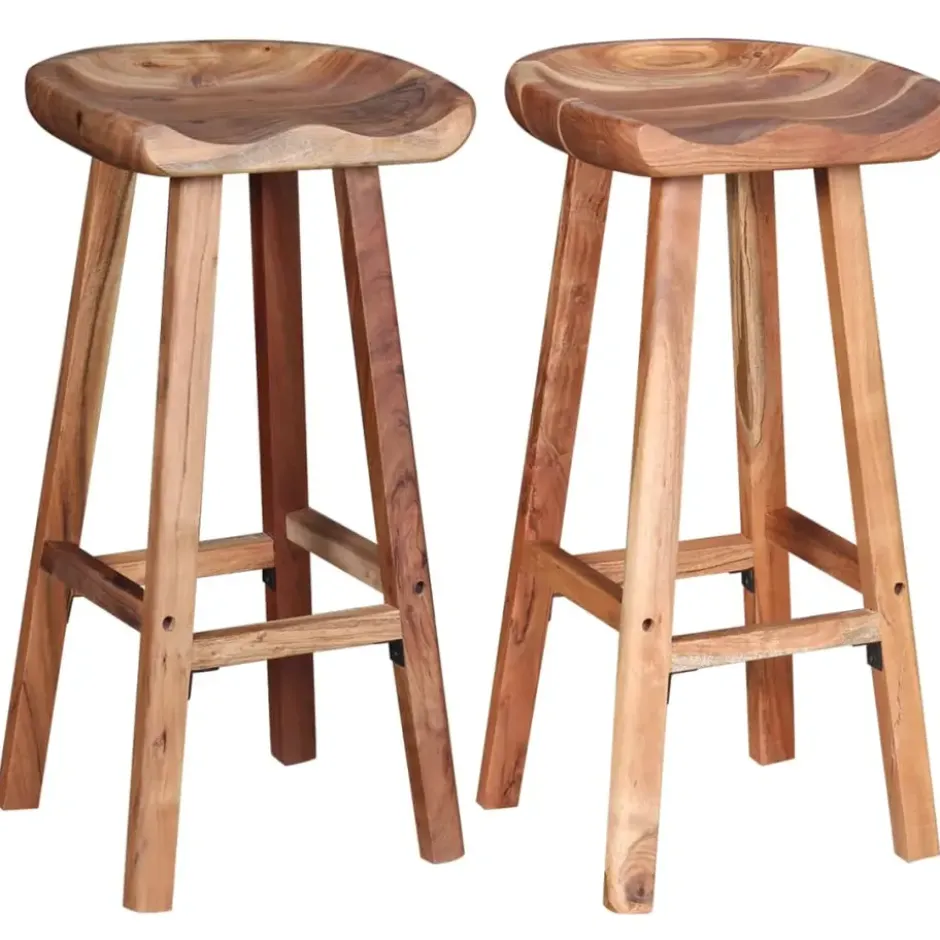 vidaXL - Barkruk - Bruin - Hout - 2 stuks