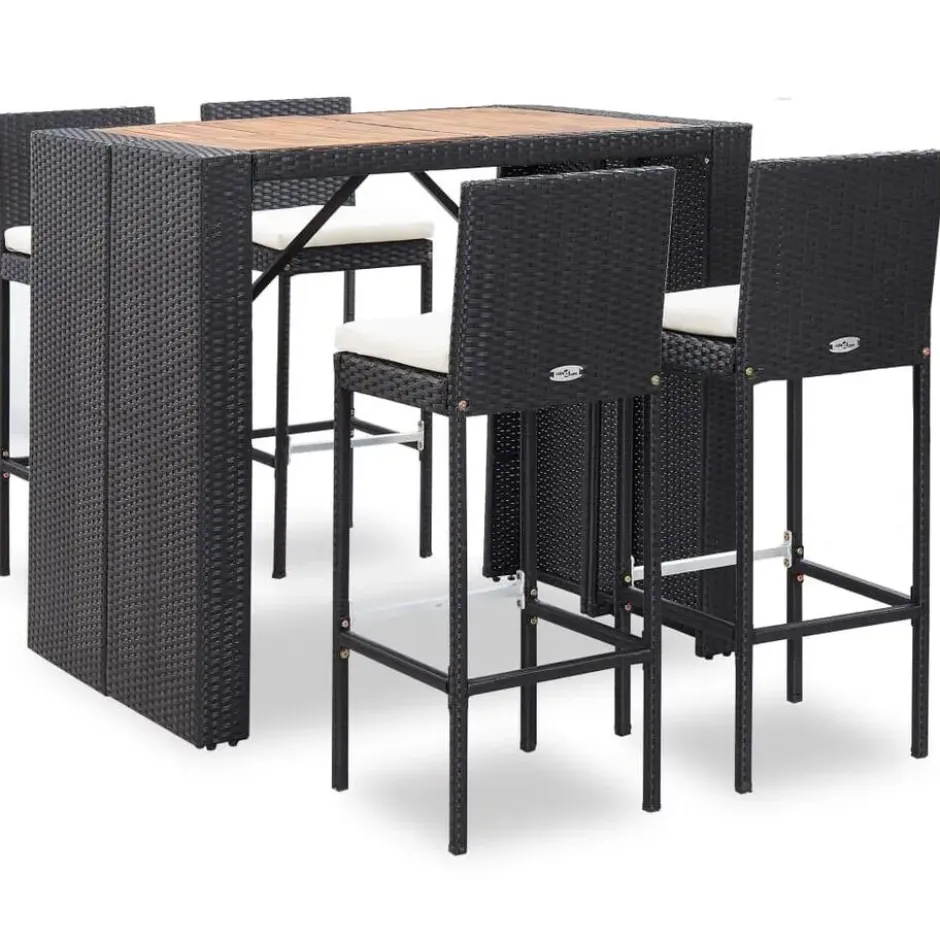 vidaXL - Barset - Zwart - Poly rattan