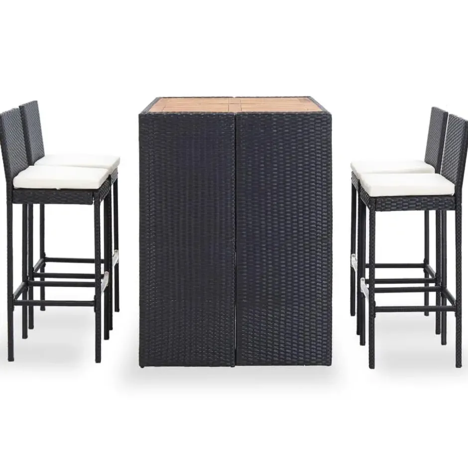 vidaXL - Barset - Zwart - Poly rattan