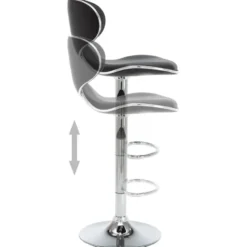 vidaXL Barstoelen met Rugleuning en Chromen Voet - Zwart - Kunstleer - 2 Stuks