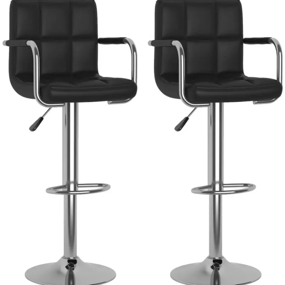 vidaXL Barstoelen met Rugleuning en Armleuningen - Zwart - Kunstleer - 2 St.