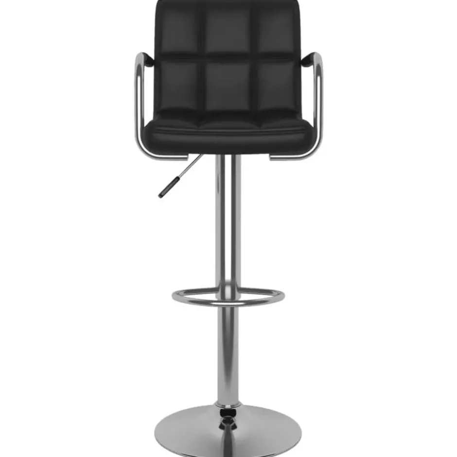 vidaXL Barstoelen met Rugleuning en Armleuningen - Zwart - Kunstleer - 2 St.