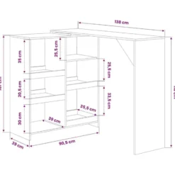 vidaXL - Bartafel - Bruin - Bewerkt hout
