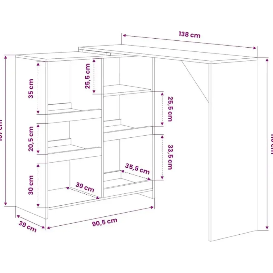 vidaXL - Bartafel - Bruin - Bewerkt hout