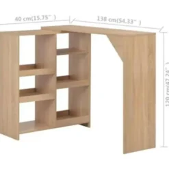 vidaXL - Bartafel - Bruin - Bewerkt hout