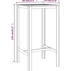 vidaXL - Bartafel - Bruin - Grenenhout - 60 x 60 x 110 cm