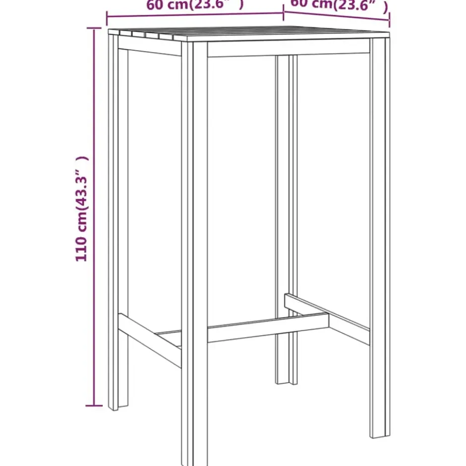 vidaXL - Bartafel - Bruin - Grenenhout - 60 x 60 x 110 cm