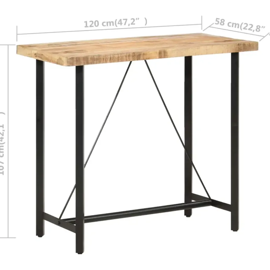 vidaXL - Bartafel - Bruin - Hout - 120 x 58 x 107 cm