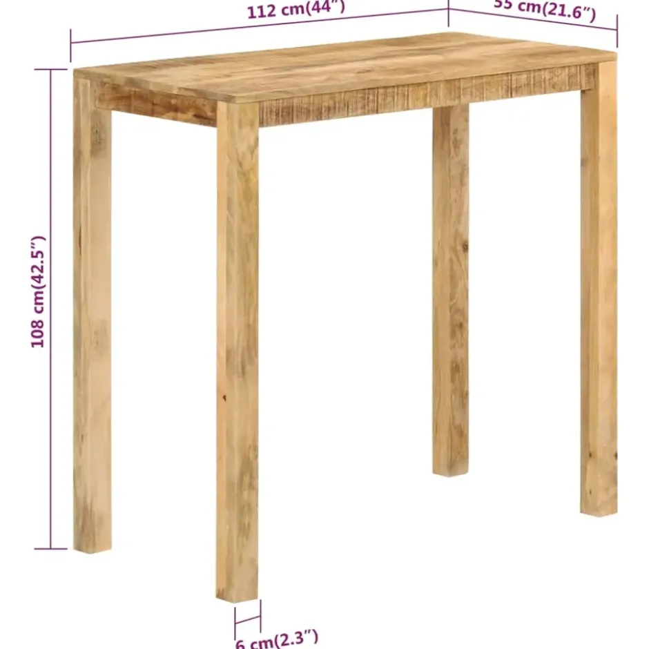 vidaXL - Bartafel - Bruin - Hout - 112 x 55 x 108 cm