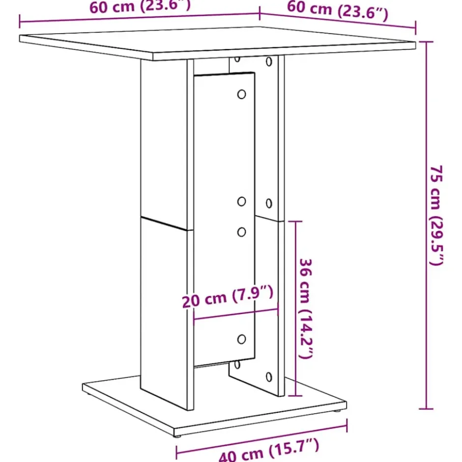 vidaXL - Bartafel - Grijs - Bewerkt hout