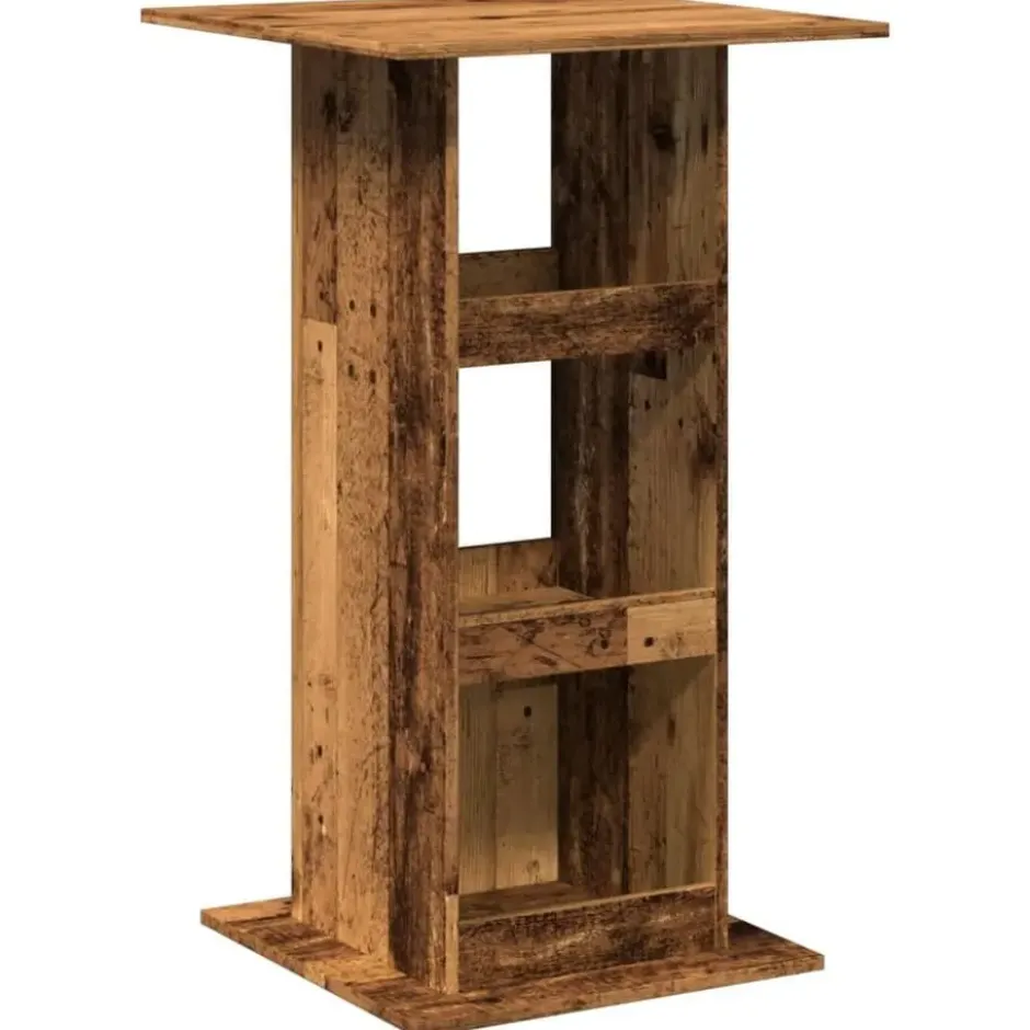 vidaXL - Bartafel met opbergruimte - Oud hout - Bewerkt hout - 60x60x102 cm