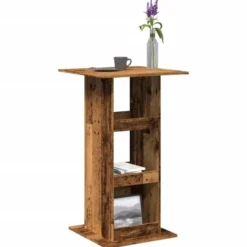 vidaXL - Bartafel met opbergruimte - Oud hout - Bewerkt hout - 60x60x102 cm