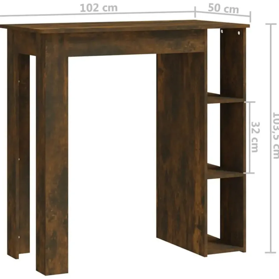 vidaXL - Bartafel met opbergruimte - Wit - Bewerkt hout - 90x43 cm
