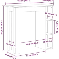 vidaXL - Bartafel met opbergruimte - Wit - Bewerkt hout - 90x43 cm
