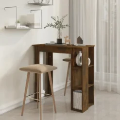 vidaXL - Bartafel met opbergruimte - Wit - Bewerkt hout - 90x43 cm