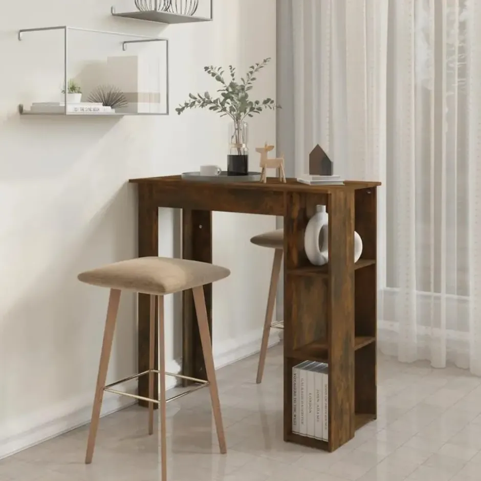 vidaXL - Bartafel met opbergruimte - Wit - Bewerkt hout - 90x43 cm