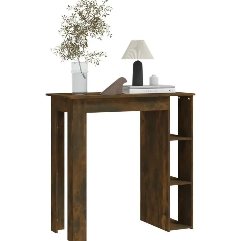 vidaXL - Bartafel met opbergruimte - Wit - Bewerkt hout - 90x43 cm