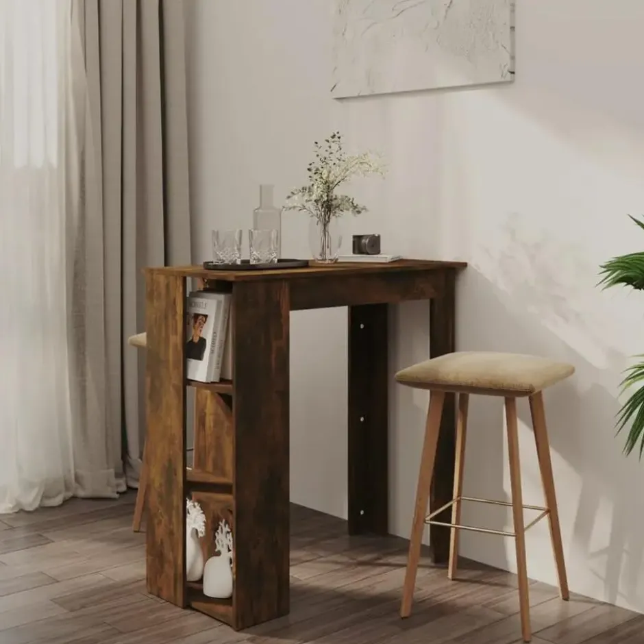 vidaXL - Bartafel met opbergruimte - Wit - Bewerkt hout - 90x43 cm