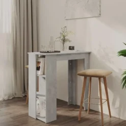vidaXL - Bartafel met opbergruimte - Betongrijs - Bewerkt hout - 102x50 cm