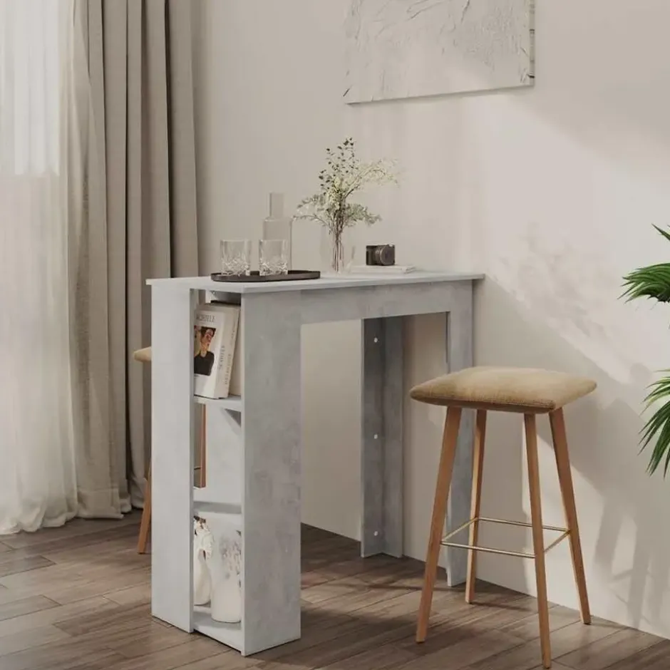 vidaXL - Bartafel met opbergruimte - Betongrijs - Bewerkt hout - 102x50 cm
