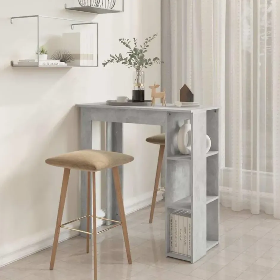 vidaXL - Bartafel met opbergruimte - Betongrijs - Bewerkt hout - 102x50 cm