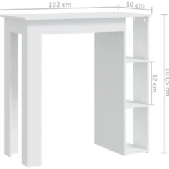 vidaXL - Bartafel met opbergruimte - Wit - Bewerkt hout - 102x50 cm