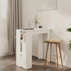 vidaXL - Bartafel met opbergruimte - Wit - Bewerkt hout - 102x50 cm