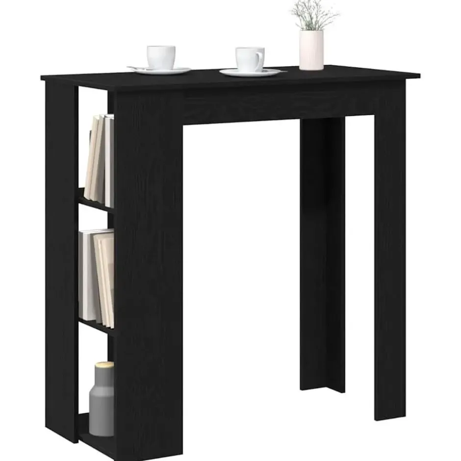 vidaXL - Bartafel met schappen - Zwart eiken - Bewerkt hout - 102x50 cm