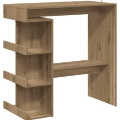 vidaXL - Bartafel met schappen - Artisanaal eiken - Bewerkt hout - 100x48 cm