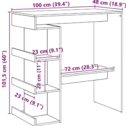 vidaXL - Bartafel met schappen - Artisanaal eiken - Bewerkt hout - 100x48 cm