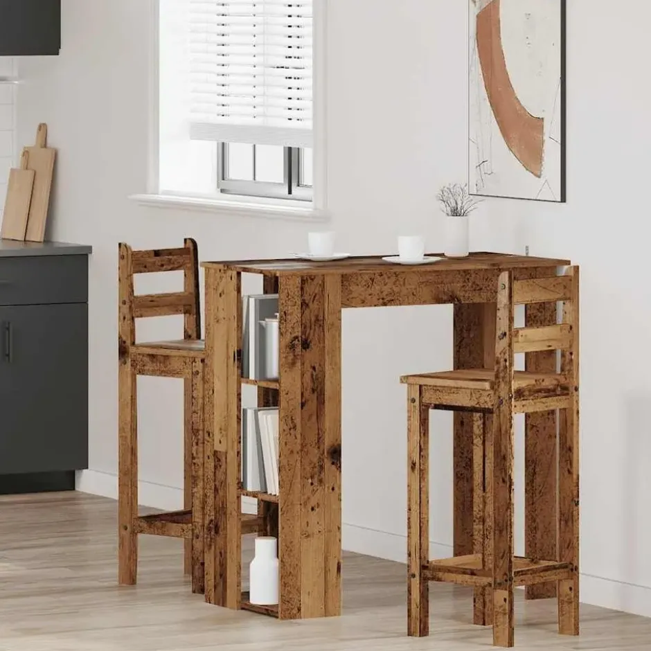 vidaXL - Bartafel met schappen - Grijs sonoma eiken - Bewerkt hout - 100x50 cm