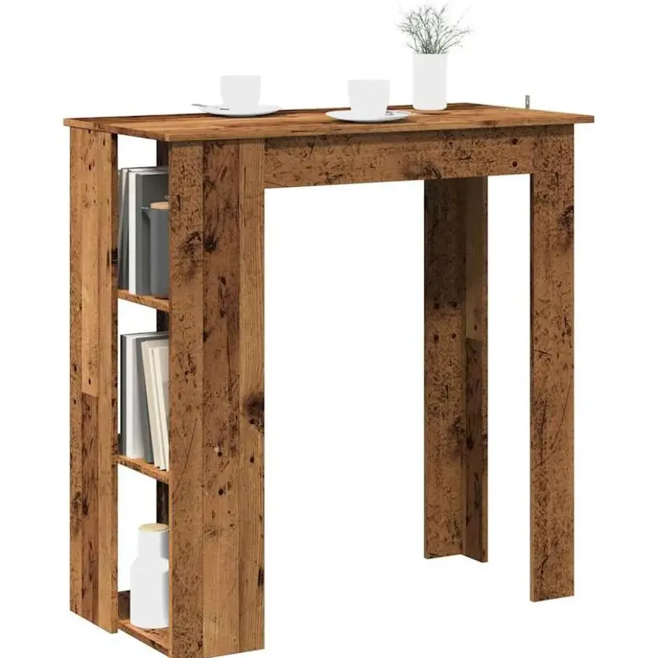 vidaXL - Bartafel met schappen - Oud hout - Bewerkt hout - 102x50 cm