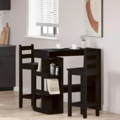 vidaXL - Bartafel met schappen - Zwart eiken - Bewerkt hout - 100x48 cm