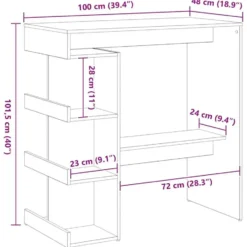 vidaXL - Bartafel met schappen - Zwart eiken - Bewerkt hout - 100x48 cm