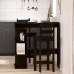 vidaXL - Bartafel met schappen - Zwart eiken - Bewerkt hout - 100x48 cm