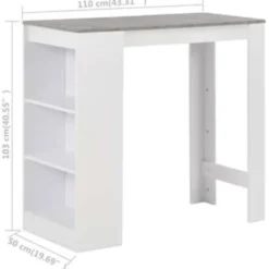 vidaXL - Bartafel - Wit - Bewerkt hout