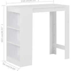 vidaXL - Bartafel - Wit - Bewerkt hout