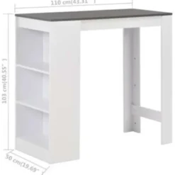vidaXL - Bartafel - Wit - Bewerkt hout