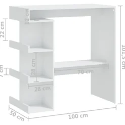 vidaXL - Bartafel - Wit - Bewerkt hout