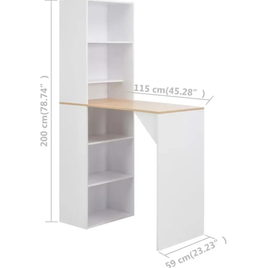 vidaXL - Bartafel - Wit - Bewerkt hout