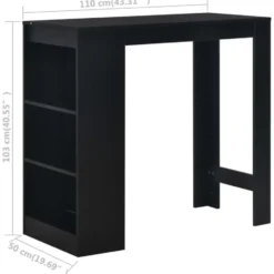 vidaXL - Bartafel - Zwart - Bewerkt hout