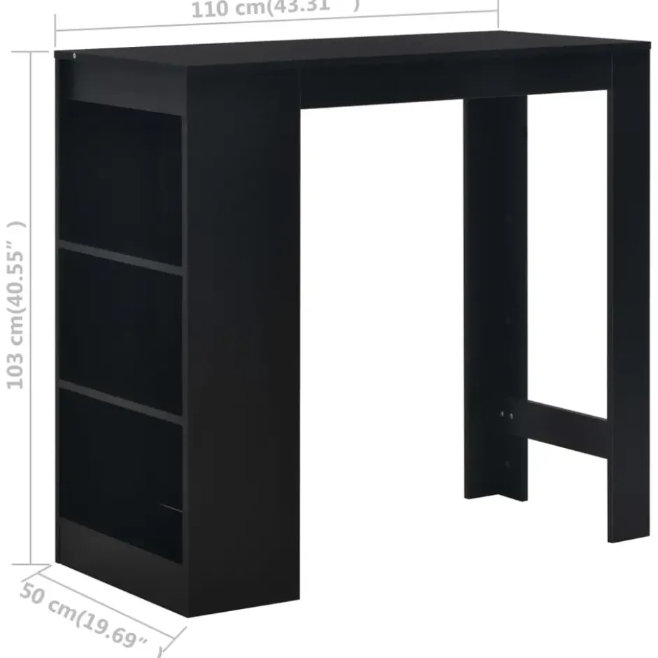 vidaXL - Bartafel - Zwart - Bewerkt hout